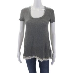 Sacai Luck Womens Short Sleeve Scoop Neck Chain Detail Trim T Shirt Gray Size S